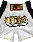 White Mesh Retro Muay Thai Shorts